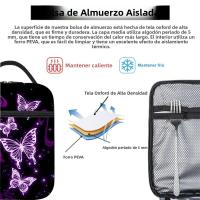 Bolsa De Almuerzo Portátil Para Niños Con Patrón De Mariposa Morada Doble Capa Térmica Reutilizable Bolsa Fría De Almuerzo De Dibujos Animados 2D - details 3