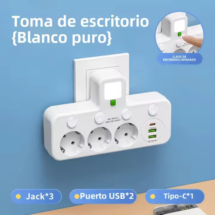Enchufe De Pared Con Tapa Independiente Y USB Adaptador De Filtro De Red EU AC Plug Power Strip Con Protector De Sobretensão - 1