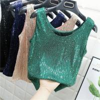 Chaleco De Noche Con Lentejuelas Para Mujer Estilo De Calle Blanca Brillante Poliéster Talla Regular Top De Verano 2022 - details 25