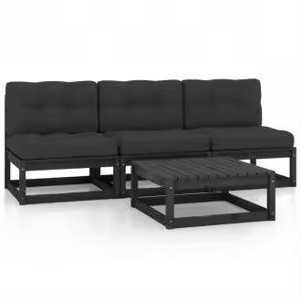 VIDAXL 3076358 conjunto de muebles para exterior de color gris antracita y negro de madera maciza de pino - 1