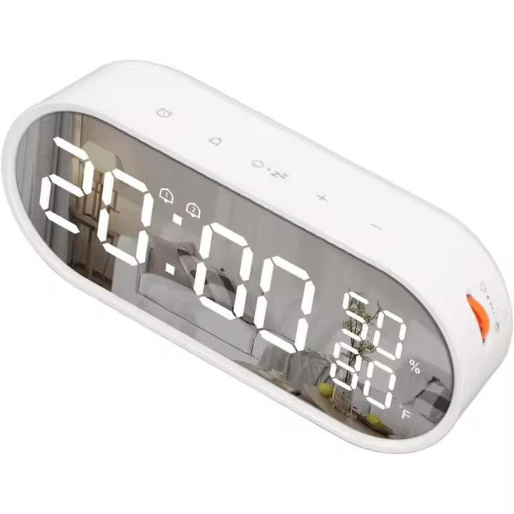 Reloj Despertador con Espejo Puerto de carga USB | Reloj digital con control tactil, Brillo y Volumen ajustables - 1