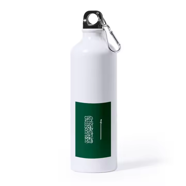 MERCHANDMANIA BIDON GRANDE 800 ML ACERO INOXIDABLE bandera arabia saudí pais gobierno arabe deporte deportivo con mosqueton botella - 1