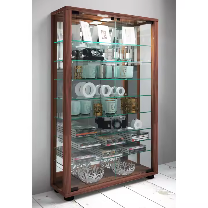 Vitrina de cristal de madera Vitrina de cristal coleccionable Vitrina de pie Lumo Mini espejo Vitrina de cristal de madera Vitrina de cristal coleccionable Vitrina de pie Lumo Mini espejo - 1