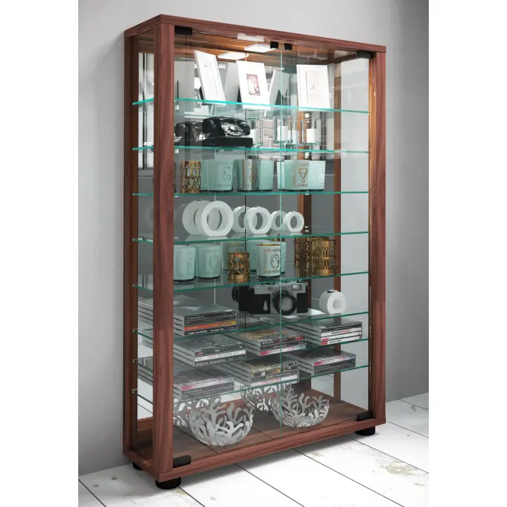 Vitrina de cristal de madera Vitrina de cristal coleccionable Vitrina de pie Lumo Mini espejo Vitrina de cristal de madera Vitrina de cristal coleccionable Vitrina de pie Lumo Mini espejo - 1