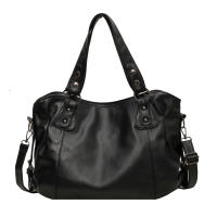 Bolso De Hombro Para Mujer De Gran Capacidad En Color Negro Suave De Cuero Bolsa De Compras Grande Bolsa Bandolera De Viaje - details 2