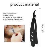 Afeitadora Manual De Acero Inoxidable Para Hombres Cuchilla De Afeitar Plegable Portador De Afeitadora Afeitado Facial Afeitadora De Pelo - details 6