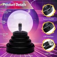 Bola de plasma mágica 3 "vidrio sensible al tacto rayo esfera sensible globo luz USB diversión científica BOLA MÁGICA Luz de cristal - details 4