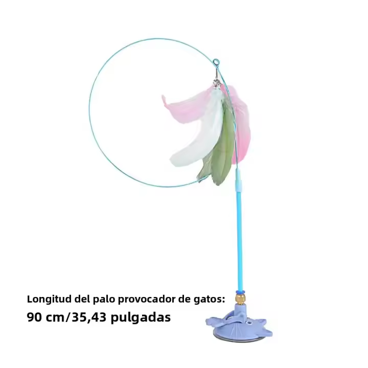 Varita De Plumas Para Gatos Juguete Portátil Con Ventosa Para Entretenimiento De Mascotas Adecuado Para Gatos Domésticos Y Cachorros - 1
