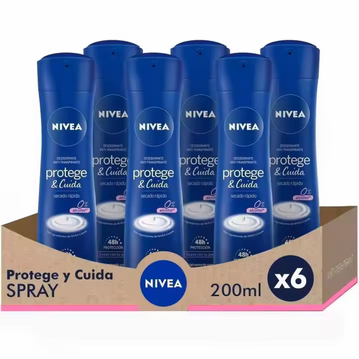NIVEA Pack ahorro - Desodorante en spray Protege y Cuida 200ml x 6 unidades - 1