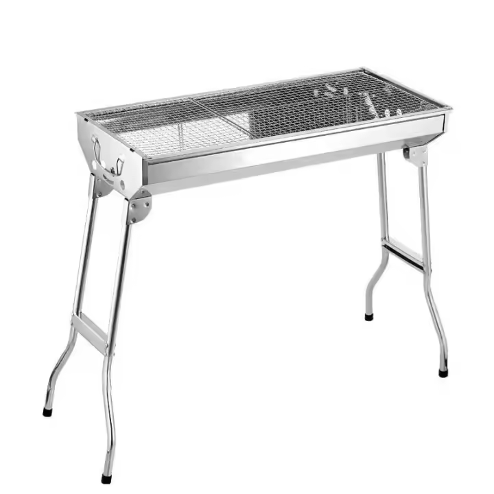 Maxia Market - Barbacoa de Carbón Acero Inoxidable Plegable portátil 73x33x71 cm, Una Sensación Comoda, Estetico y Resistente, Facil de Limpiar - 1