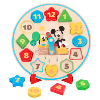 WOOMAX - Reloj didáctico de madera Disney Baby 30 cm, 15 piezas encajables, Mickey y Pluto, juguete educativo para aprender las horas, colores y formas, juega y aprende, +3 años - details 0