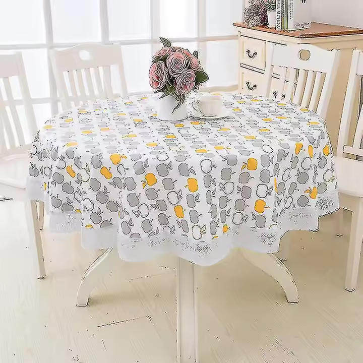 Round Tablecloth Wipe Clean 180cm Waterproof Wrinkle Free Stain Resistant - 1