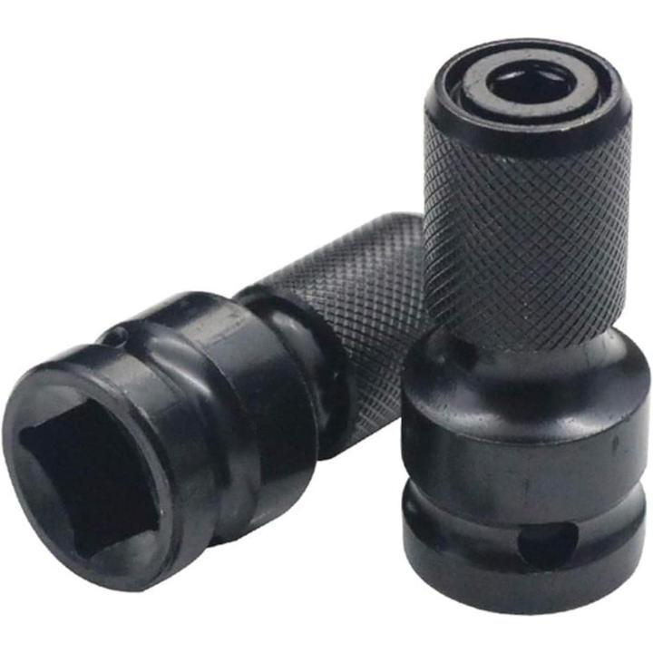 Pack de 2 Adaptador de 1/2 pulgada Cuadrado de la Unidad de naar de 1/4 de pulgada Hexagonal Hembra,Geschikt voor Impacto Lucht,en Elektrische Moersleutels,Zwarte Geharde Staal Conector,Universele Gereedschapsadapter