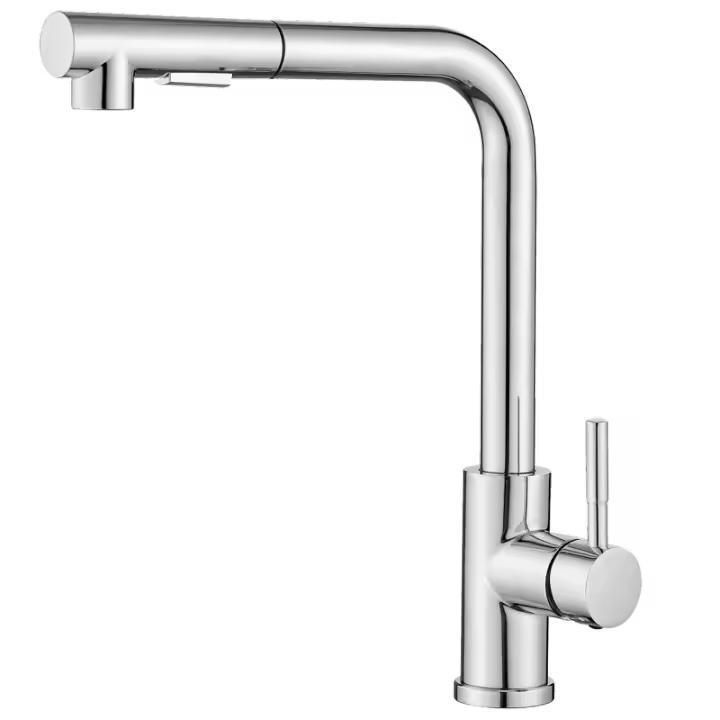 VALAZ Grifo de cocina extraíble redondo cromado serie Amur - 1