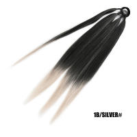 Extensiones De Cabello Sintético Para Cola De Caballo Enredadera De Boxeo En Color Ombre Marrón 26 Pulgadas Con Diadema DIY - details 8