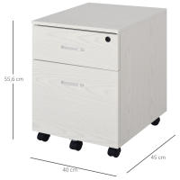 Vinsetto Archivador Móvil para Archivos A4 con Ruedas Gabinete de Archivos Suspendidos con 2 Cajones y Cerradura 40x45x55,6 cm - details 2