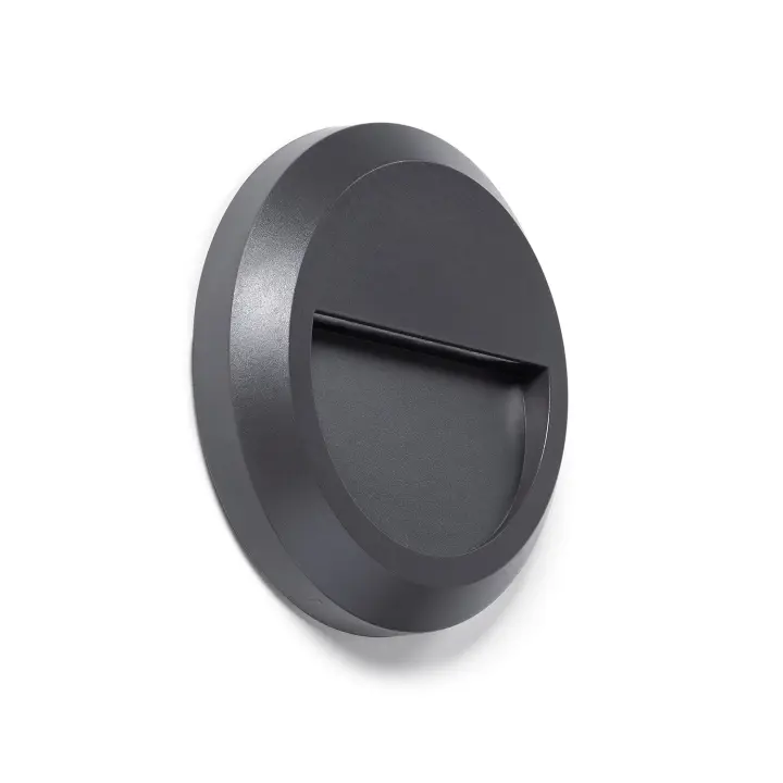Ledkia Baliza Exterior LED Superficie Pared Circular Antracita Edulis 2700K Blanco Cálido - 1