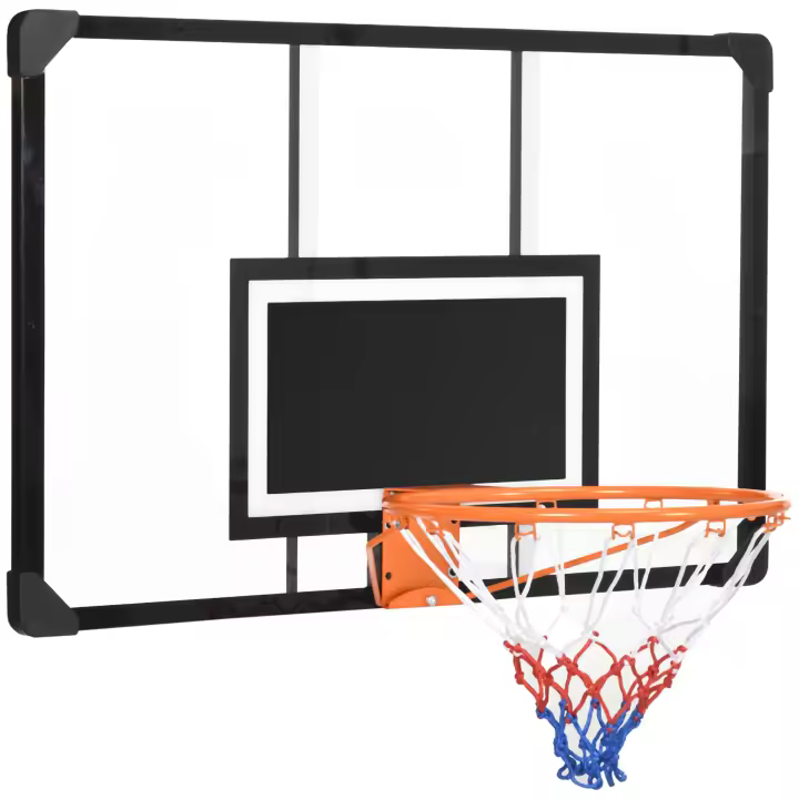 SPORTNOW Canasta de Baloncesto con Red Aro de Baloncesto de Pared con Tablero y Marco de Acero para Uso en Interiores y Exteriores 113x61x73 cm Negro - 1