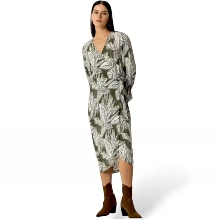Vestido de Tiffosi con escote cruzado y lazo, manga larga con elástico en los puños, corte regular fit. - 1