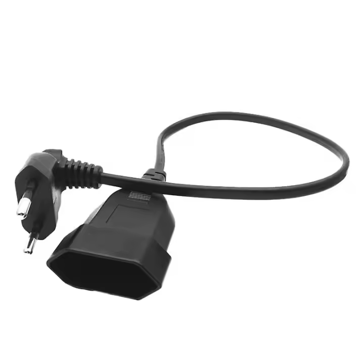 Cable alargador de alimentación europeo de 90 grados con conector macho a hembra para PC, ordenador y PDU (0,6 m) - 1