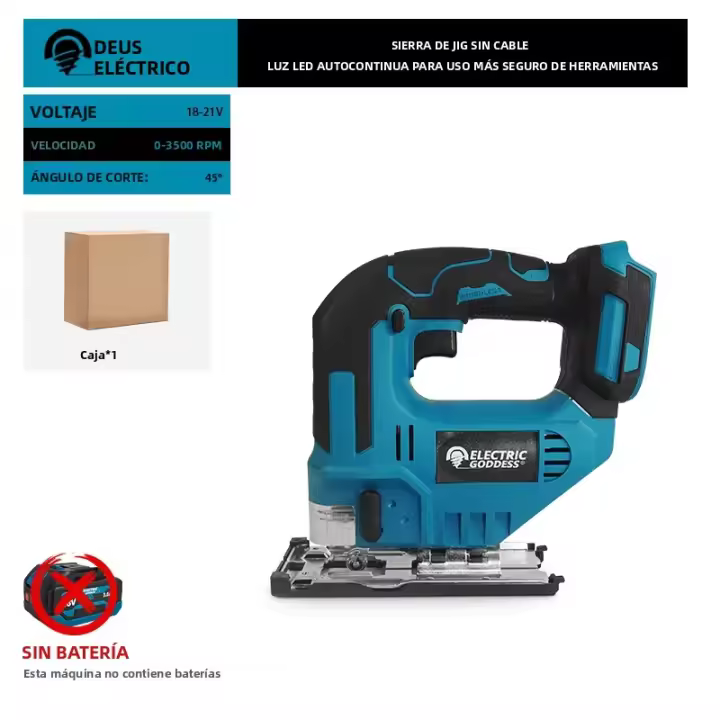 Sierra Eléctrica Curva Portátil Multifuncional Para Carpintero Sin Cable Compatible Con Batería Makita 18V Velocidad 3500RPM - 1