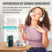 Radio portátil J-555 AM/FM, recargable, carga USB-C, pequeña radio a cateria con conector para auriculares, radio de bolsillo con clip y cordón, ideal para corre y acampar. - details 4