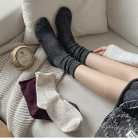 Calcetines De Lana Gruesos Para Mujer Estilo Retro Coloridos Casual Cálidos Para Otoño E Invierno Calcetines Sueltos De Alta Calidad Para Uso Diario - details 2