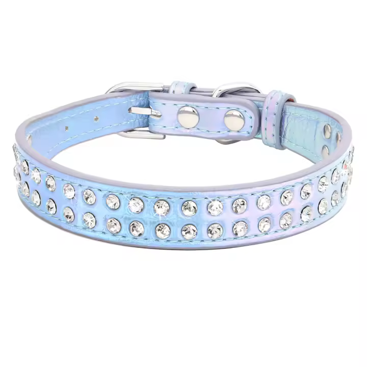 Collar De Cuero Para Perros Pequeños Con Diamantes Ajustable Y Padded Collar De Gato Para Chihuahua Y Otros Pequeños Mascotas - 1