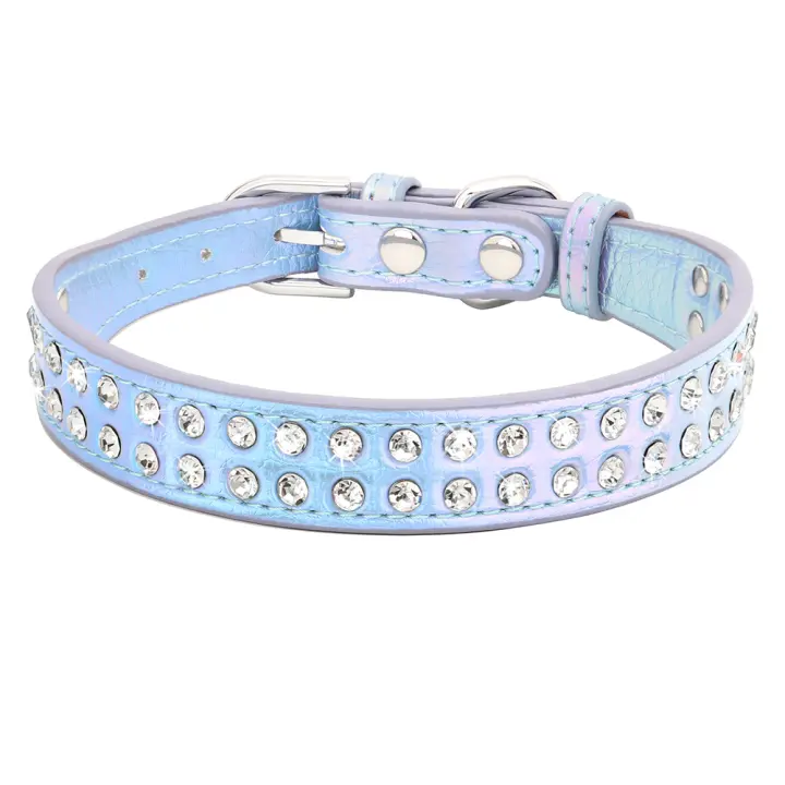 Collar De Cuero Para Perros Pequeños Con Diamantes Ajustable Y Padded Collar De Gato Para Chihuahua Y Otros Pequeños Mascotas - 1