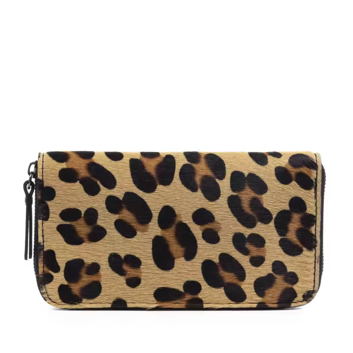 FIRENZE ARTEGIANI Stella cartera mujer. Piel auténtica Cavallino Leopardo. 19x2x10cm - 1