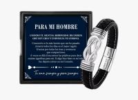 (Lo mejor) pulsera de cuero Joyería de Plata para helbres Regalos para Padres/abuelos Regalos para Navidad Regalos para San Valentín - details 0