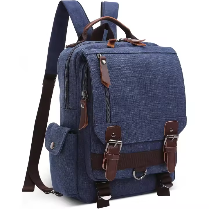 Mochipa vintage de moda para hombre, Bolso de Hombre convertible para iPad de 12,9 pulgadas, Bolso de Lona informal para la Escuela, Viajes, Trabajo, senderismo, camping, mochipa de Lona para hombre. - 1