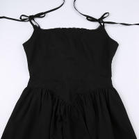 SUCHCUTE Vestido Largo Negro Para Mujer Estilo Coreano Gótico Vintage Sin Mangas Slim Ajustado Para Fiestas Clubwear Verano - details 5