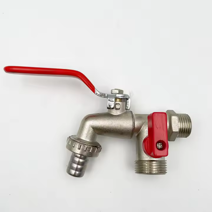 Grifo De Jardín De Latón Con Doble Cabeza 1 Entrada 2 Salidas Conector De Agua Para Balcones Y Jardines Material Metálico Estándar BS - 1