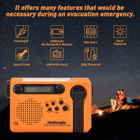 Radio Portátil HanRongDa Con Luz LED Y Generador De Manivela Solar Energía Solar Batería De 2000mAh Alarma SOS Para Emergencias Exteriores - details 3