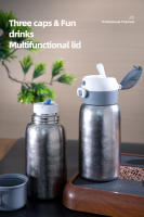 Botella De Agua Térmica Tiartisan De Titanio Doble Capa Para Niños 600ml Con Dos Tapas Portátil Para Exteriores Y Deportes - details 4