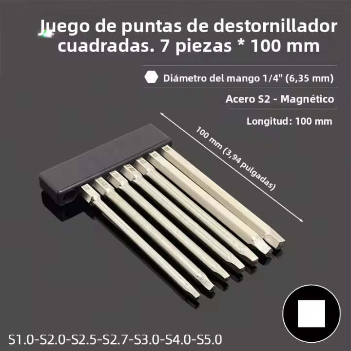Juego De Puntas De Destornillador Magnético 100mm Slotted Phillips Torx Cuadrado 1/4" Tornillo S2 Acero Herramientas Manuales - 1