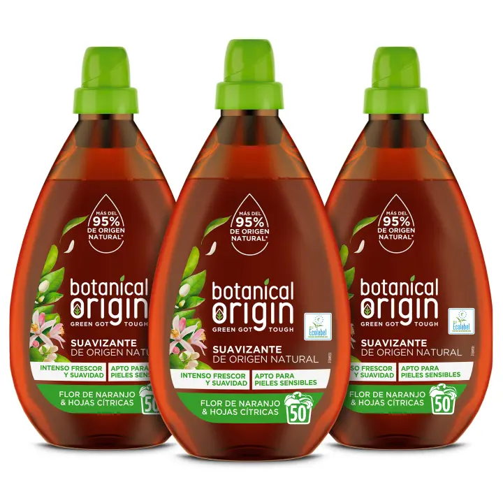 Botanical Origin Suavizante para ropa ecológico Fragancia Flor de naranjo y hojas cítricas 150 dosis (3x50) - 1