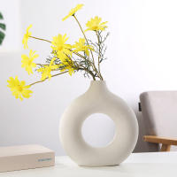 Vaso Nórdico De Cerámica Hueco En Forma De Donut Para Decoración De Hogar Y Oficina Vaso Floral Moderno Para Sala De Estar Regalo - details 3