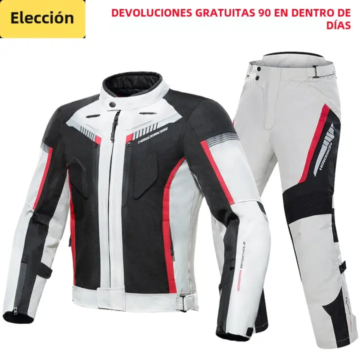 Chaqueta De Motocicleta Impermeable Para Hombre Con Protección Desmontable Negro Beige Tallas M a 3XL Moto Racing Motocross - 1