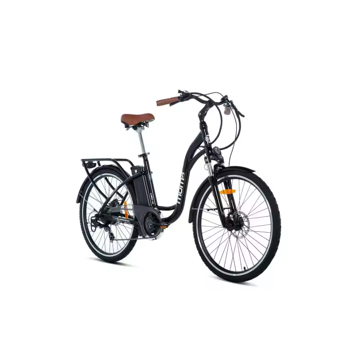 Moma Bikes Bicicleta Electrica, Urbana EBIKE-28.2, Aluminio. SHIMANO 7v & Doble Frenos Disco Hidraulicos, Batería Ion Litio 36V 16Ah - 1