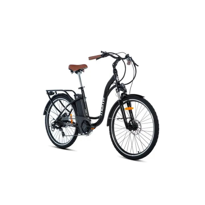 Moma Bikes Bicicleta Electrica, Urbana EBIKE-28.2, Aluminio. SHIMANO 7v & Doble Frenos Disco Hidraulicos, Batería Ion Litio 36V 16Ah - 1