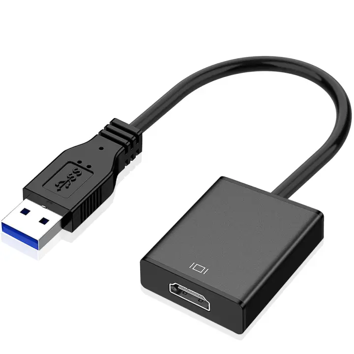 Adaptador USB a HDMI, adaptador de audio y video USB 3,0/2,0 a HDMI, convertidor de cable de gráficos de video HD 1080P para PC, computadora portátil, TV HDTV compatible con Windows XP/7/8/8.1/10 - Negro - 1