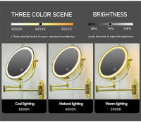 Espejo De Maquillaje Montado En La Pared 8 Pulgadas Negro Con Luz LED De 3X-10X Magnificación Doble Cara Para Baño Y Cosméticos - details 16