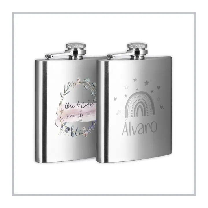 RegaloVip.es - PACK Petaca de Acero Inoxidable, regalos únicos y originales, regalos para bodas, comuniones, y bautizos, regalos para amistades, regalo para el día del padre, aventureros. - 1