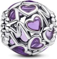 Charm de corazón abierto de plata esterlina PANDORA Moments, compatible con pulseras Moments, plata esterlina, sin gemas，Incluye Caja Original - details 0