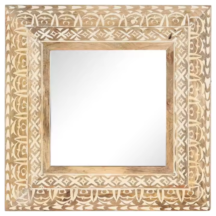 Espejo de mano Madera de mango 50x50x2,6 cm, Espejo de maquillaje - 1