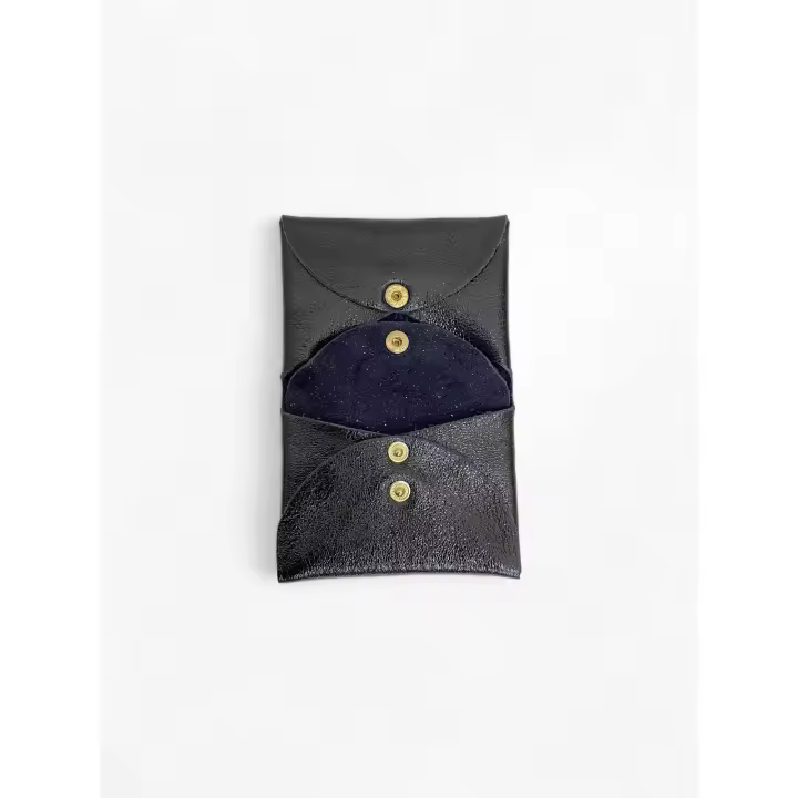 Monedero de Cuero Granulado ,Piel auténtico-Cartera Pequeña Brillante para Fiesta - Monedero BLING BLING Elegante  para Mujer, Hecho en Italia，,Ligera y Práctica,Varios Colores,regalo para mujer - 1