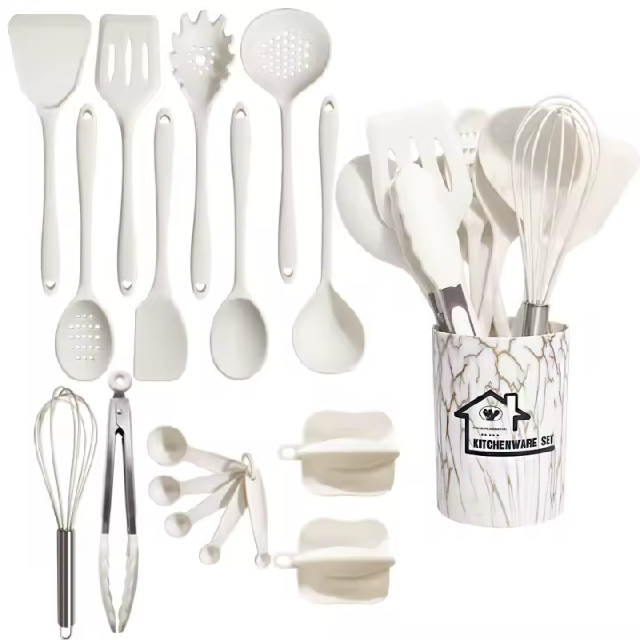Set De Utensilios De Cocina 18 Piezas Resistente Al Calor Silicona No Adhiere Spatula Remoedor Cuchara Para Cocinar Y Hornear - 1