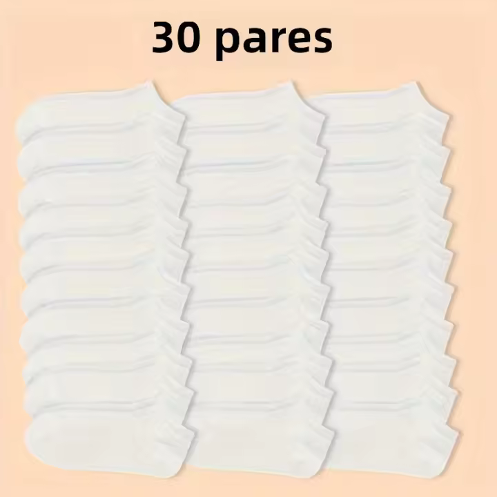 Calcetines Cortos Unisex Antideslizantes Sólidos Para Verano 30/50 Pares Calcetines De Tobillo Bajo Blanco Negro Gris Para Mujeres Y Hombres - 1